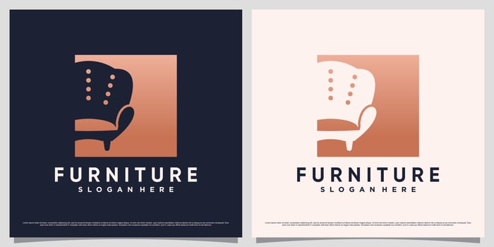 Furniture interior logo design inspiration with chair or sofa icon and modern concept vector
