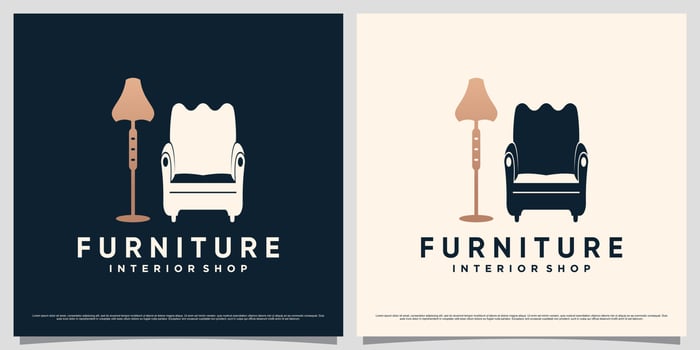 Furniture interior logo design inspiration with chair or sofa icon and modern concept vector