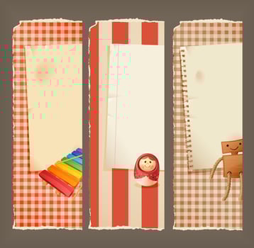Paper banners with toys vector