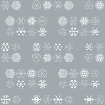 Vector pattern with snowflakes on grey background. Winter background. EPS8