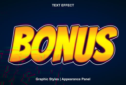 bonus text effect with yellow and blue color editable. vector