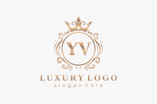 Initial YV Letter Royal Luxury Logo template in vector art for Restaurant, Royalty, Boutique, Cafe, Hotel, Heraldic, Jewelry, Fashion and other vector illustration.