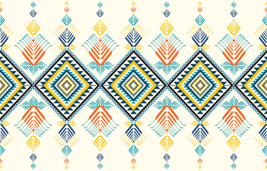 Gemetric ethnic oriental pattern. Traditional sealess pattern cool color tone. Design for background,carpet,wallpaper,clothing,wrapping,batic,fabric,print,tile,vector illustraion.embroidery style. vector