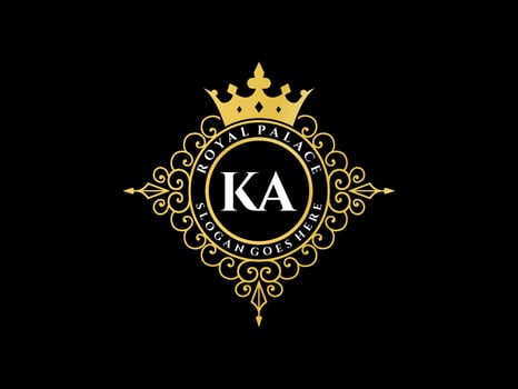 Letter KA Antique royal luxury victorian logo with ornamental frame. vector