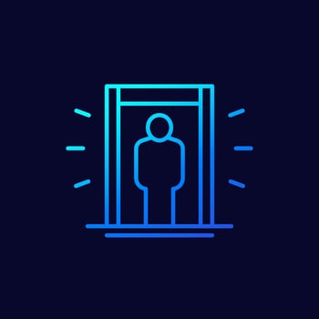 metal detector scanner, gate line icon vector