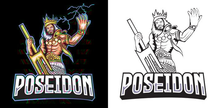 poseidon esport logo mascot design vector