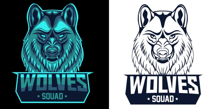wolf head esport logo mascot design vector