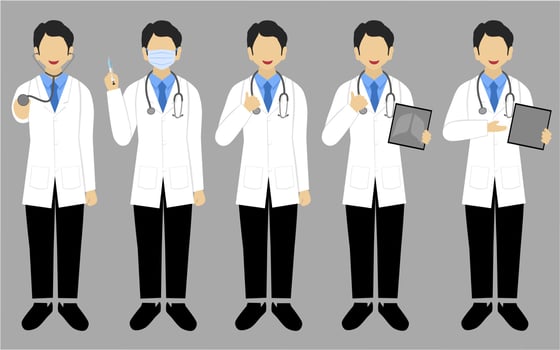 male doctor character illustration collection vector