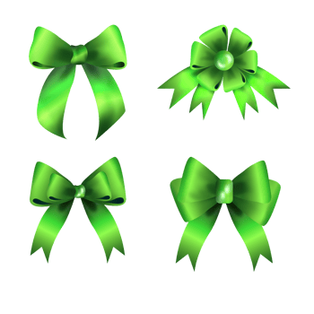 green  bows or ribbon Decorative bow, 3d  set png