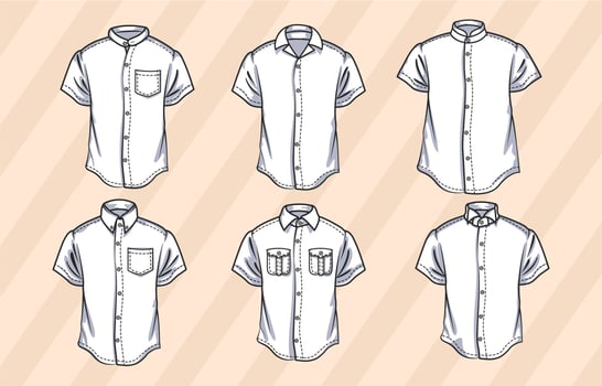 Types of Collars Short Sleeves vector