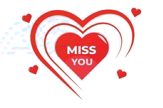 Miss you text on red love vector