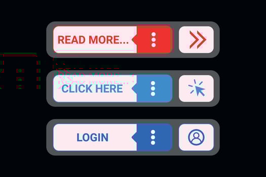 Flat design website button collection vector elements.