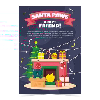 Santa Paws Adoption Poster Template vector