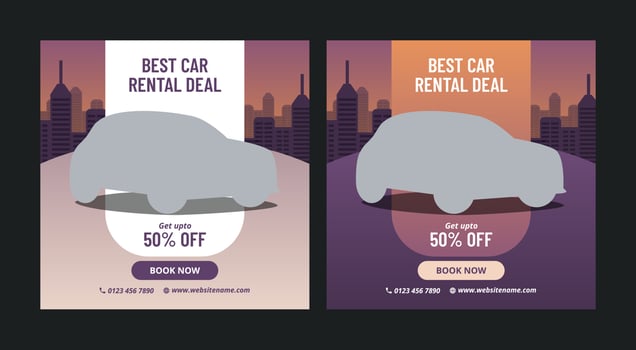 Car rental banner for flyer and social media post template vector