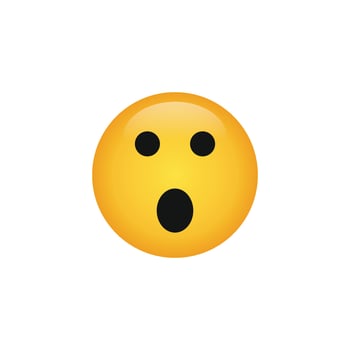 Surprised face emoticon icon vector