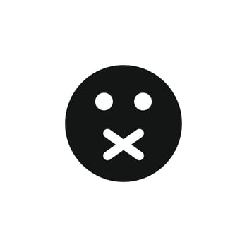 Keep silence face emoticon icon vector