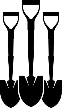 Three of shovel silhouette shape vector