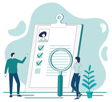 People pick up jobs.Resume review, recruitment, employee search, HR, headhunting.Flat abstract vector illustration.