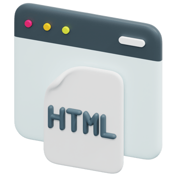 html 3d render icon illustration png