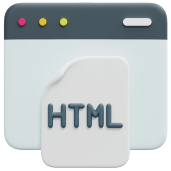 html 3d render icon illustration png