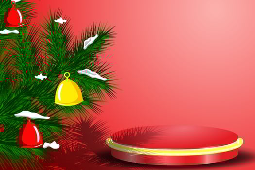 Christmas podium with christmas decoration vector