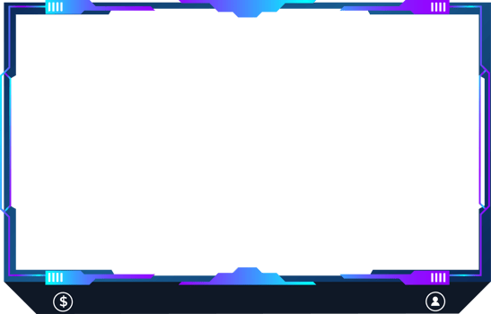 Futuristic live streaming screen PNG with blue color. Broadcast screen overlay design with abstract digital shapes. Live online gaming overlay and streaming frame PNG.