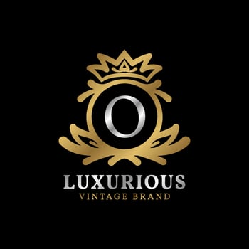 letter O with crown luxury crest for beauty care, salon, spa, fashion vector logo design