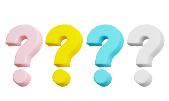 3D rendering questions mark set Pink, Yellow, Blue, White sign icon png
