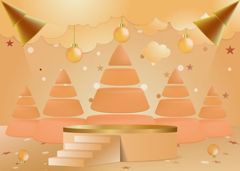 Merry Christmas post with golden background stage light effect vector