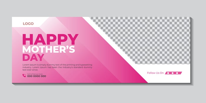 Happy mother day web banner design and profile cover template vector