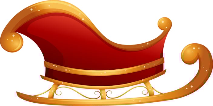 Santa claus sleigh, christmas sleigh red and gold on transparent background vector