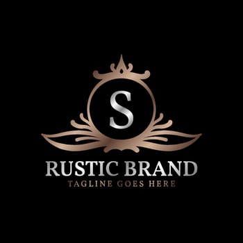 letter S luxurious rustic crest logo badge for beauty care, wedding organizer, hotel and cottage vector