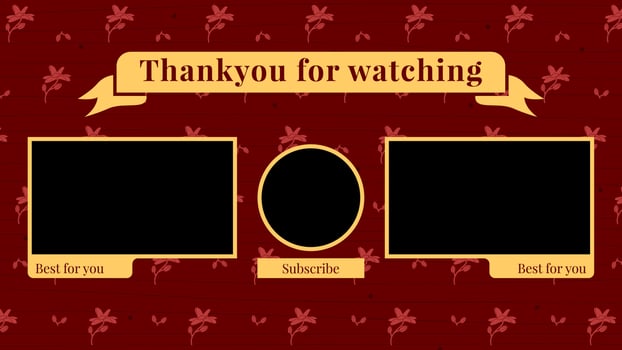 elegant maroon background with red flower decoration end screen video outro for vlogger or content creator vector
