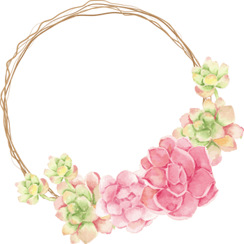 watercolor cactus and succulent bouquet arrangement on dry twig wreath frame png