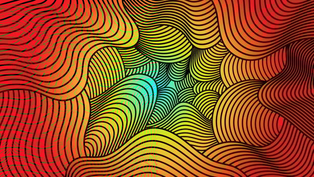 3D modern wave curve abstract presentation background. Lines layer background. Abstract decoration, pattern, red gradients, 3d vector illustration. Yellow blue background