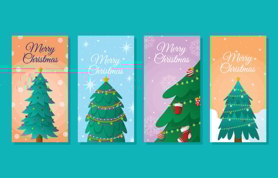 Christmas Tree Card Set Design vector