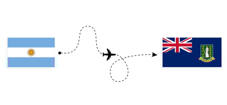 Flight and travel from Argentina to British Virgin Islands by passenger airplane Travel concept vector