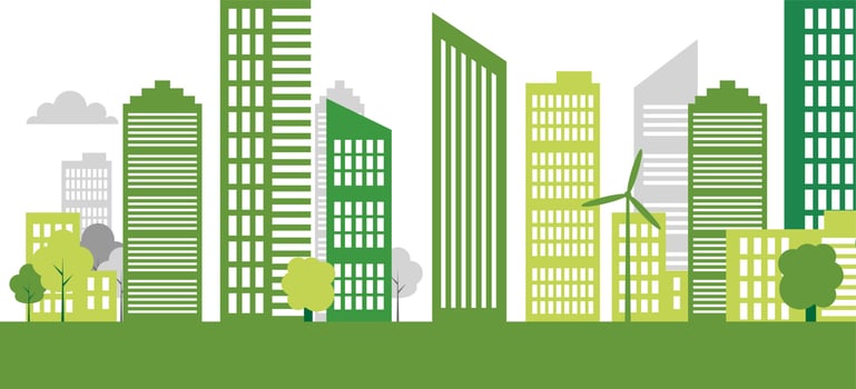 Ecology town concept and environment With Eco-Friendly Ideas,Vector Illustration vector