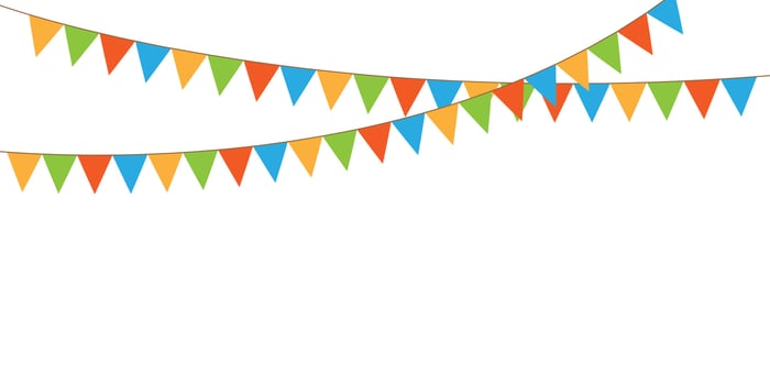Colorful party pennants chain, garland with flags, Holiday background with hanging colorful flags, Vector illustration