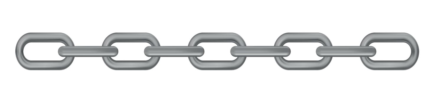 Metal realistic silver chain on white panoramic background - Vector
