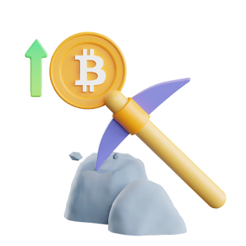 Bitcoin Mining with Pickaxe 3d Illustration png