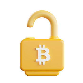 Unlock bitcoin 3d Illustration png