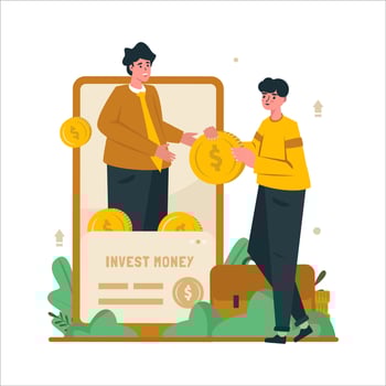 Invest money online flat illustration design vector