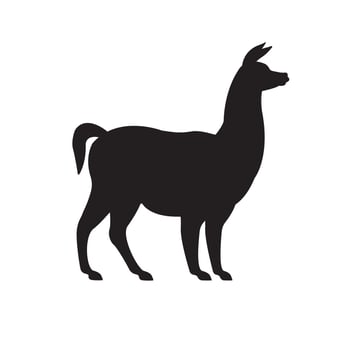 Vector black llama silhouette