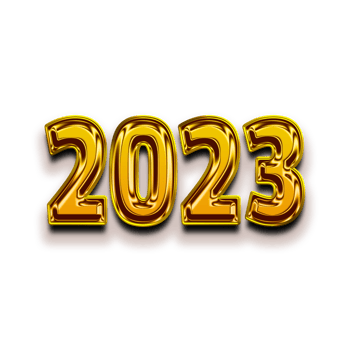 happy new year 2023 gold 3d png