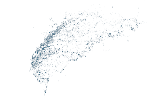 3d clear blue water scattered around, water splash transparent isolated. 3d render illustration png