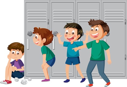 A boy bullied by his friends vector
