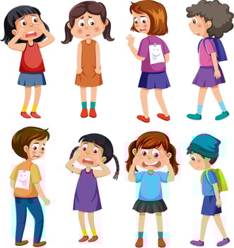 Bullying kids character collection vector