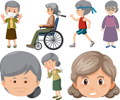 Collection of elderly people icons vector