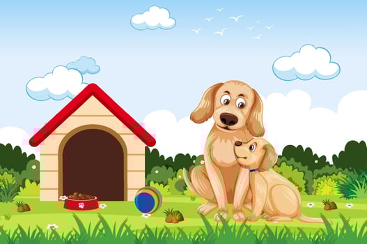A dog with puppy at outdoor scene vector